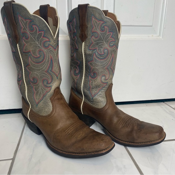 Ariat Women’s round up square toe western boots coastal cowgirl embroidered 8.5 - Picture 6 of 13